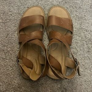 Born leather sandals with wrap around ankle buckle - size 11